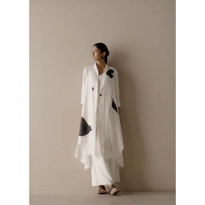 AMPM Ivory Dilnaaz Jacket with Inner, Palazzo and Belt (Set of 4)