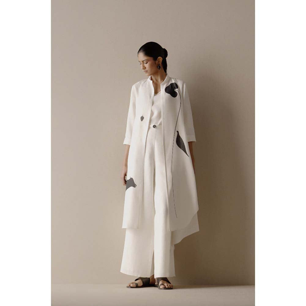 AMPM Ivory Dilnaaz Jacket with Inner, Palazzo and Belt (Set of 4)