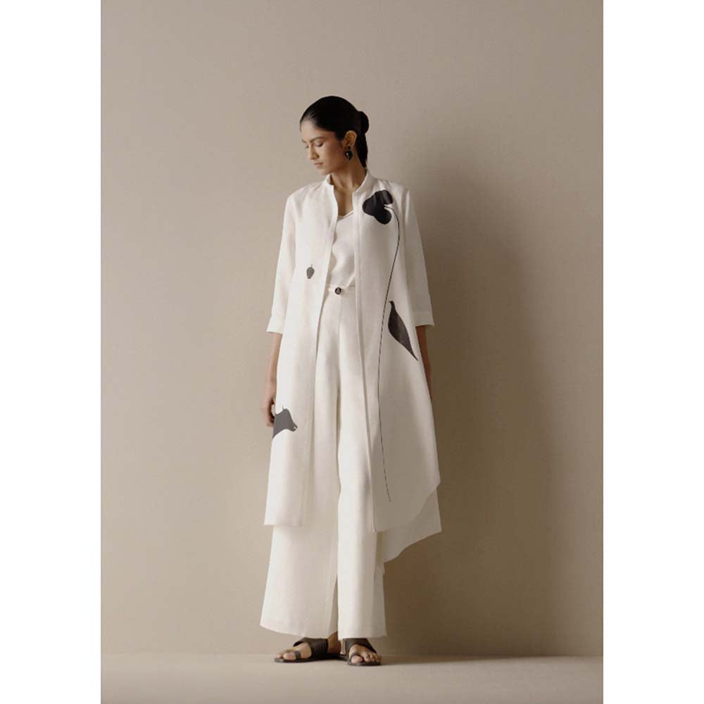 AMPM Ivory Dilnaaz Jacket with Inner, Palazzo and Belt (Set of 4)