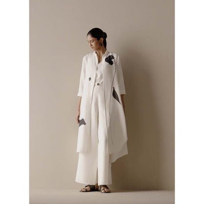 AMPM Ivory Dilnaaz Jacket with Inner, Palazzo and Belt (Set of 4)