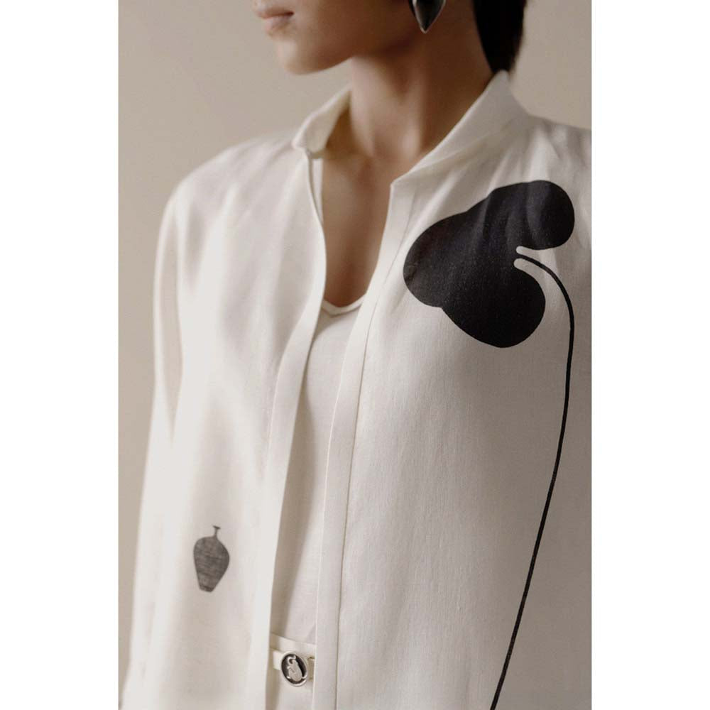 AMPM Ivory Dilnaaz Jacket with Inner, Palazzo and Belt (Set of 4)