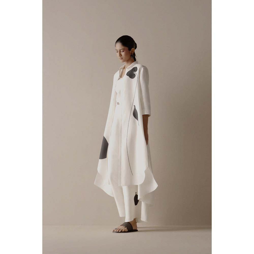 AMPM Ivory Dilnaaz Jacket with Inner, Palazzo and Belt (Set of 4)