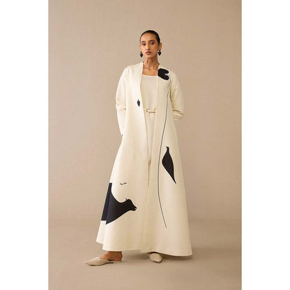 AMPM Ivory Dilraz Jacket with Dress and Belt (Set of 3)