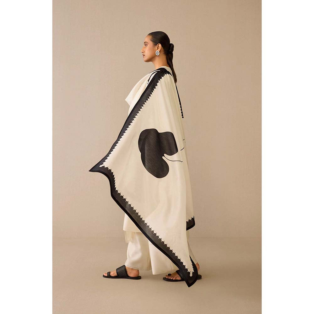 AMPM Ivory Dilruba Kurta with Palazzo and Dupatta (Set of 3)