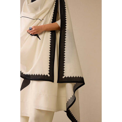 AMPM Ivory Dilruba Kurta with Palazzo and Dupatta (Set of 3)