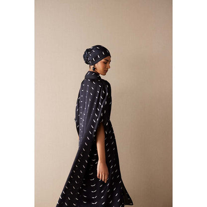 AMPM Black Dilkashi Cape with Inner, Palazzo and Belt (Set of 4)