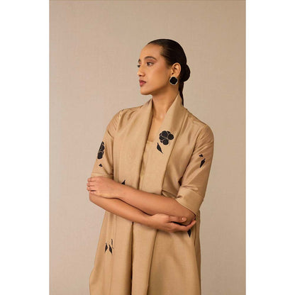 AMPM Beige Dinar Inner with Dhoti, Jacket and Belt (Set of 4)