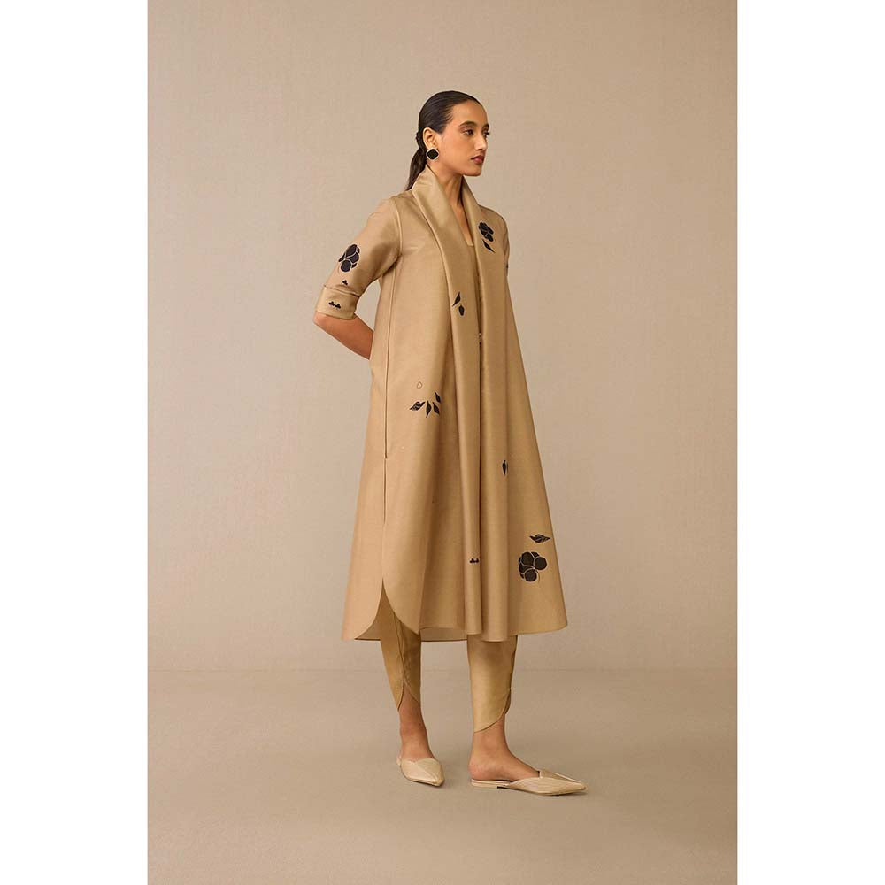 AMPM Beige Dinar Inner with Dhoti, Jacket and Belt (Set of 4)