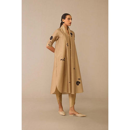 AMPM Beige Dinar Inner with Dhoti, Jacket and Belt (Set of 4)