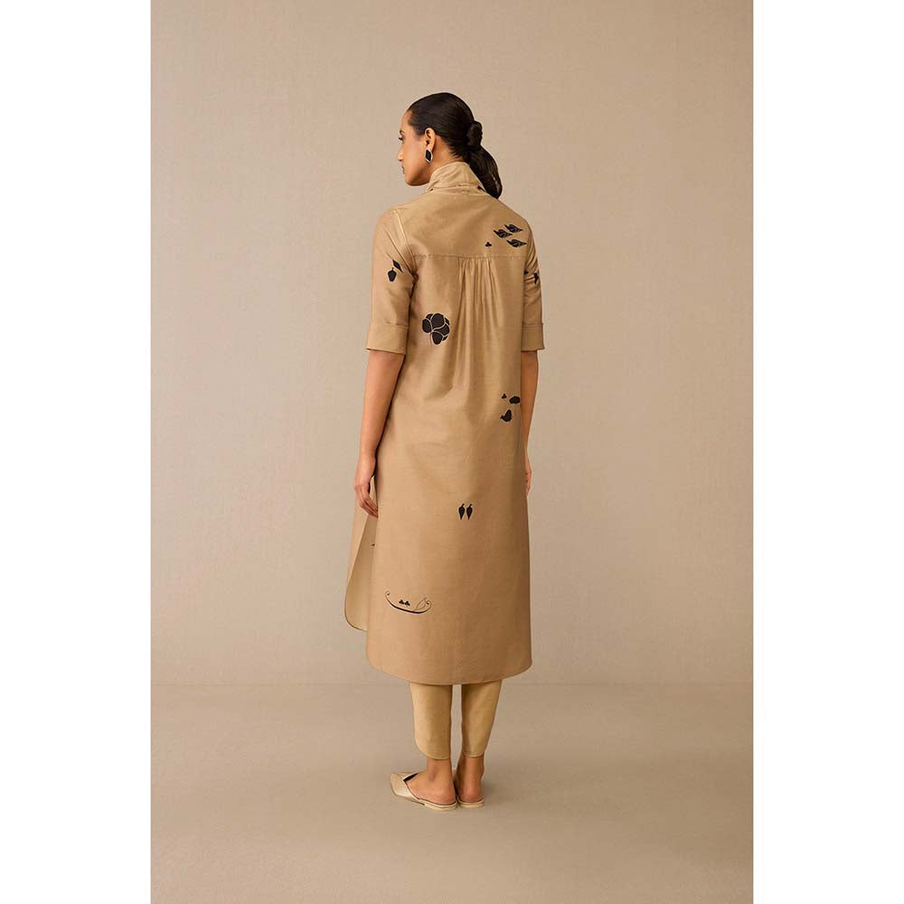 AMPM Beige Dinar Inner with Dhoti, Jacket and Belt (Set of 4)