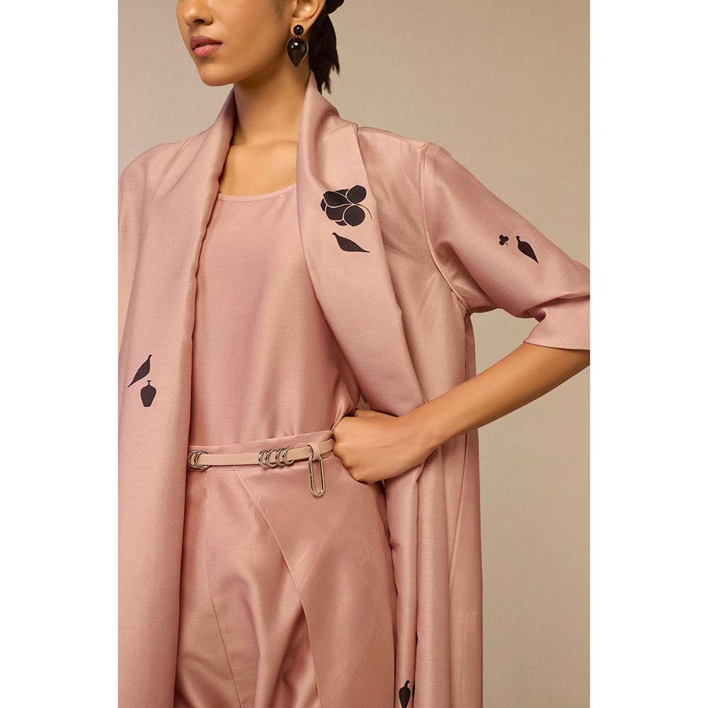 AMPM Pink Dinar Inner with Dhoti, Jacket and Belt (Set of 4)