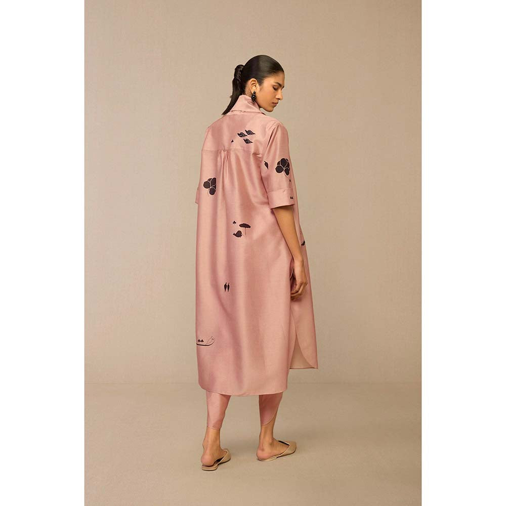 AMPM Pink Dinar Inner with Dhoti, Jacket and Belt (Set of 4)