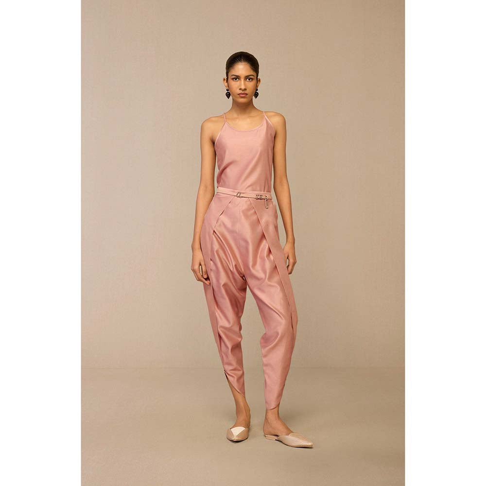 AMPM Pink Dinar Inner with Dhoti, Jacket and Belt (Set of 4)