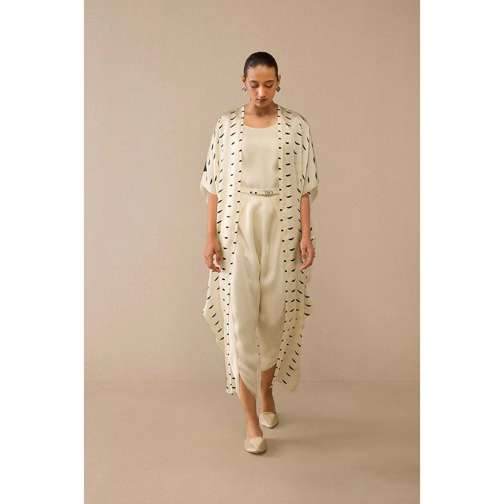 AMPM Ivory Dillagi Cape with Inner, Dhoti and Belt (Set of 4)