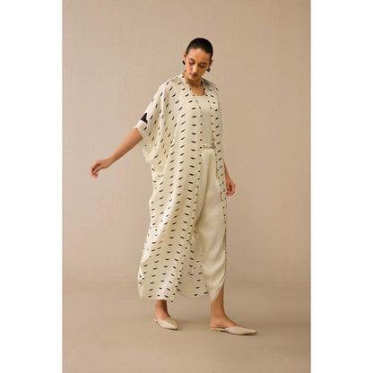 AMPM Ivory Dillagi Cape with Inner, Dhoti and Belt (Set of 4)