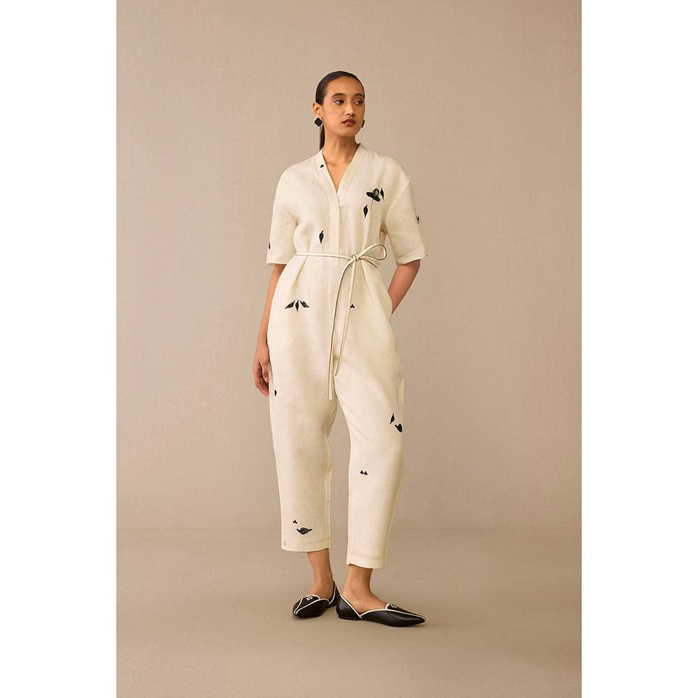 AMPM Ivory Dilsoz Jumpsuit with Belt (Set of 2)