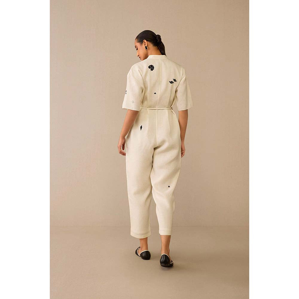 AMPM Ivory Dilsoz Jumpsuit with Belt (Set of 2)