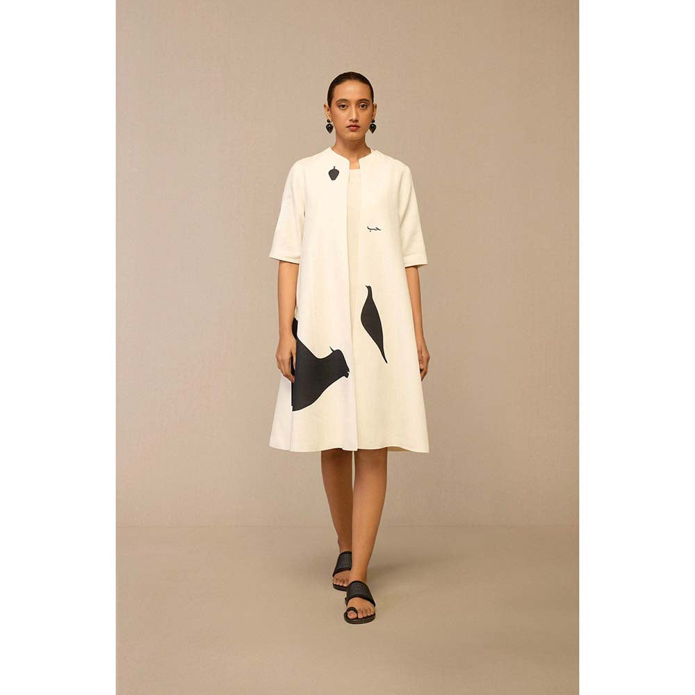 AMPM Ivory Dilzafer Jacket with Dress (Set of 2)