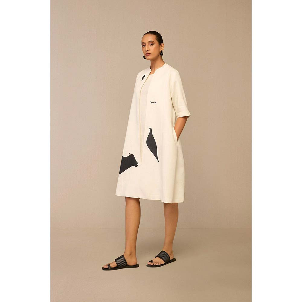 AMPM Ivory Dilzafer Jacket with Dress (Set of 2)