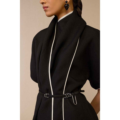 AMPM Black Dilnami Top with Palazzo and Belt (Set of 3)