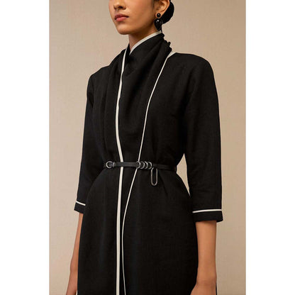 AMPM Black Dilawar Tunic with Palazzo and Belt (Set of 3)