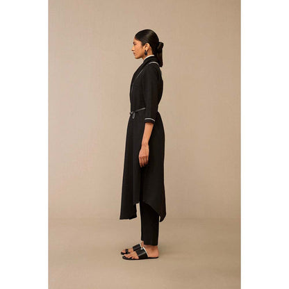 AMPM Black Dilawar Tunic with Palazzo and Belt (Set of 3)