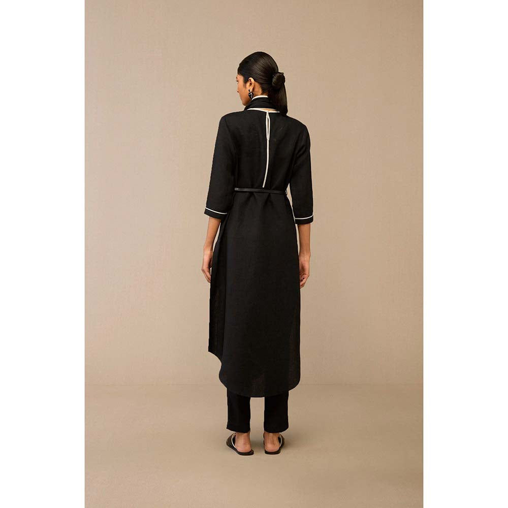 AMPM Black Dilawar Tunic with Palazzo and Belt (Set of 3)