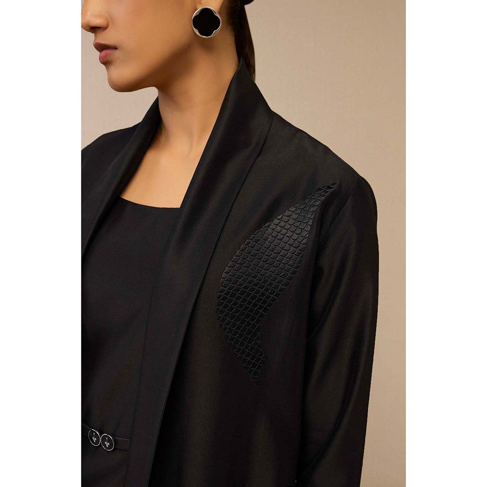 AMPM Black Dil-E-Zaar Jacket with Dress and Belt (Set of 3)