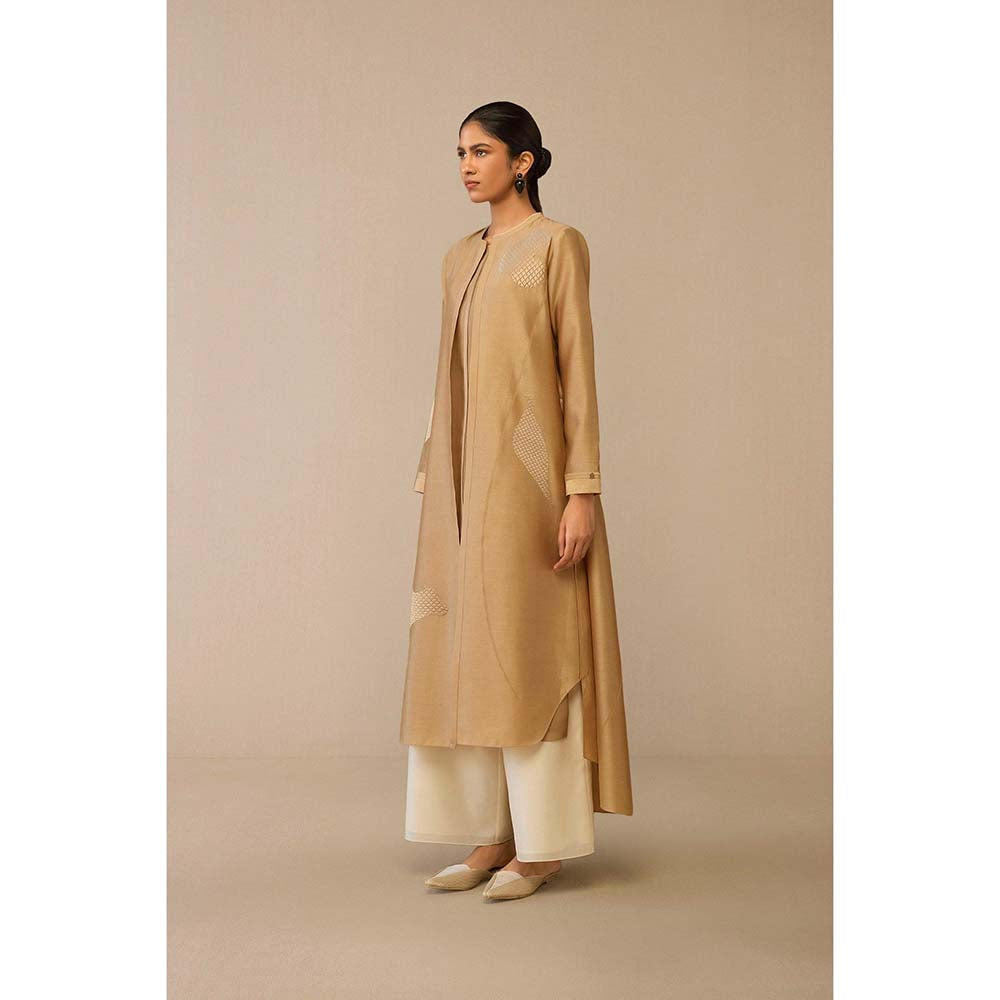 AMPM Beige Dilzan Jacket with Inner and Palazzo (Set of 3)