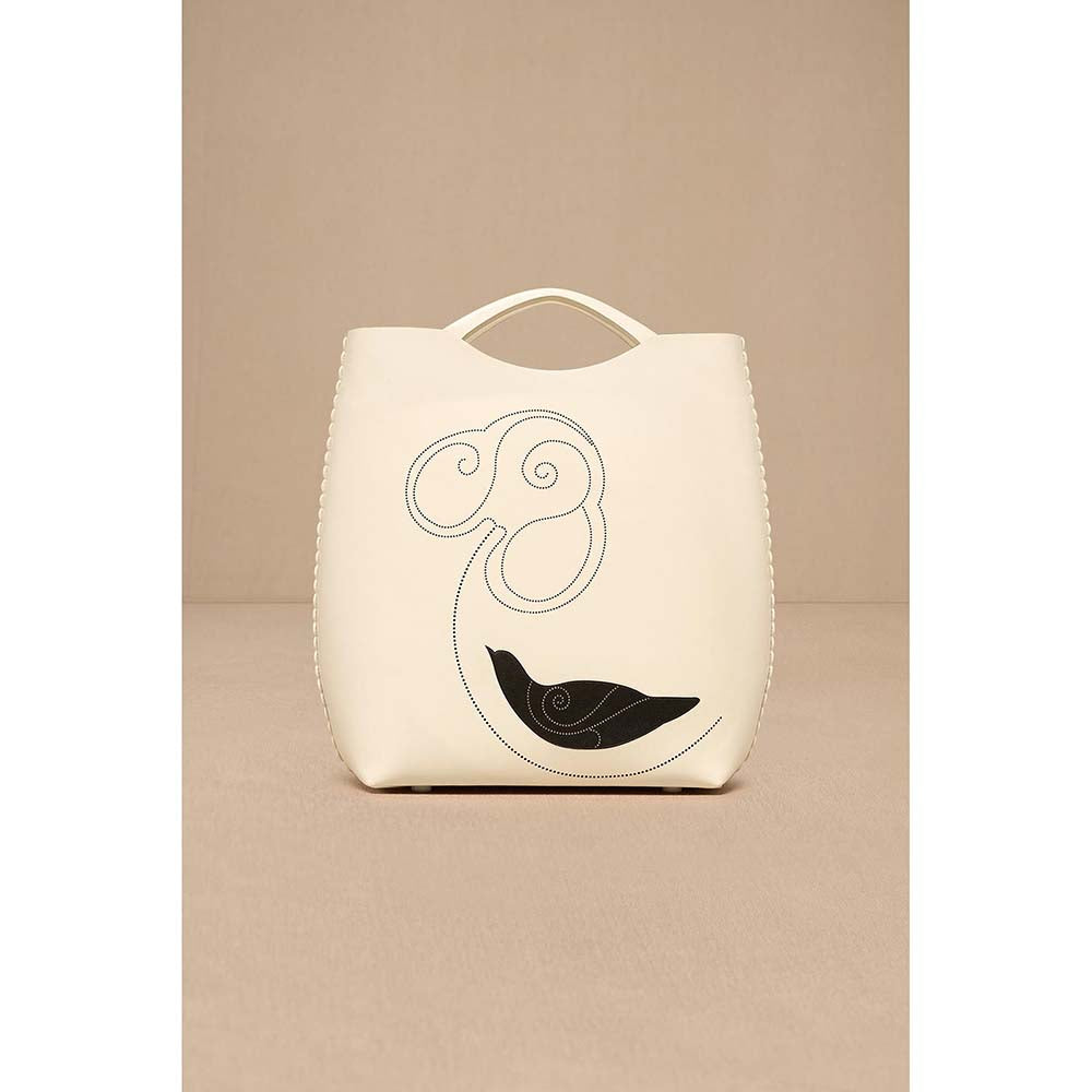 AMPM White Dilmeet Tote Bag with Detachable Straps