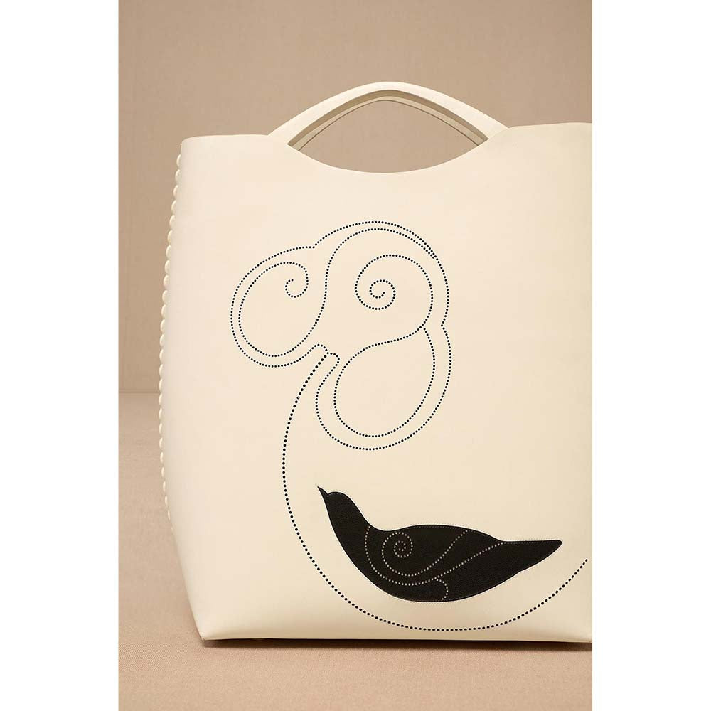 AMPM White Dilmeet Tote Bag with Detachable Straps