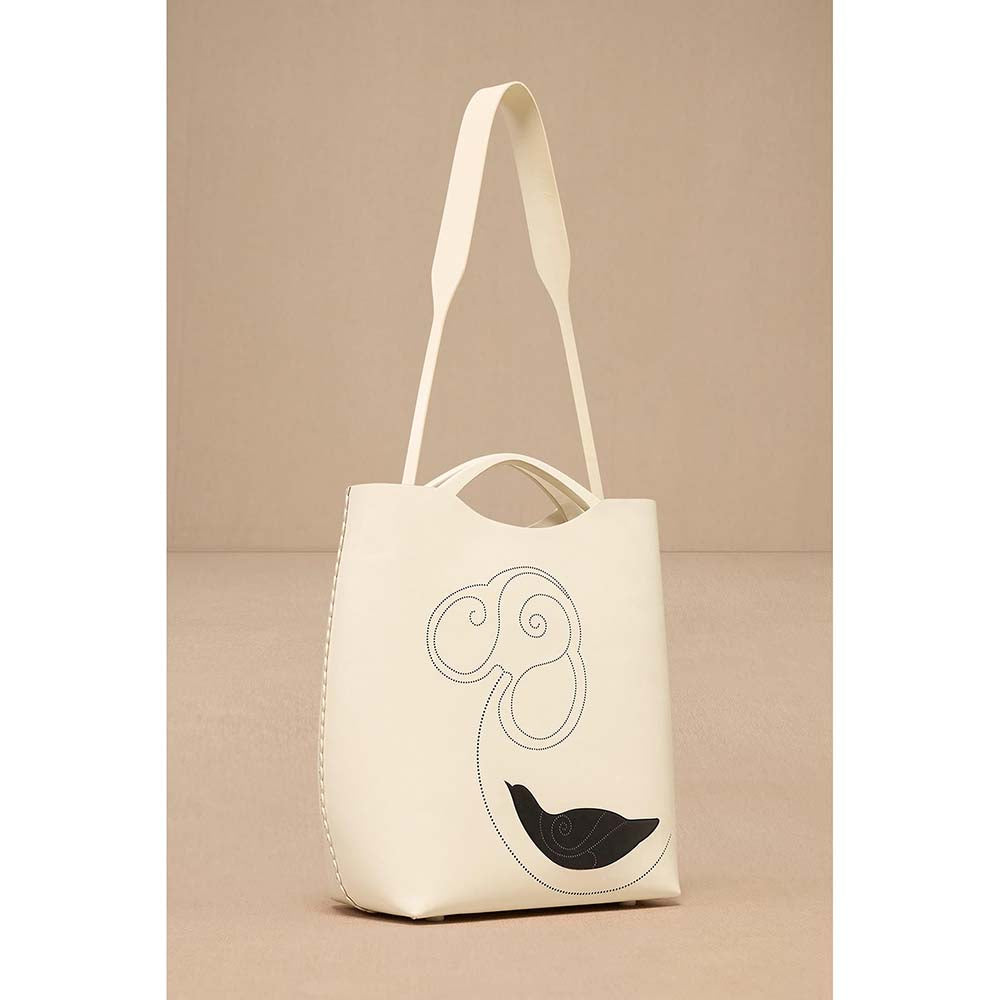 AMPM White Dilmeet Tote Bag with Detachable Straps