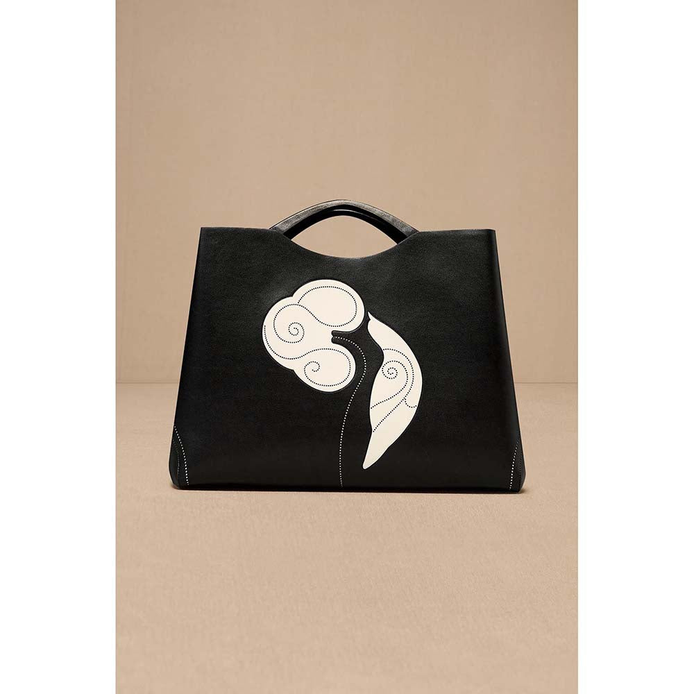 AMPM Black Dalbandin Tote Bag with Pouch and Detachable Straps (Set of 2)