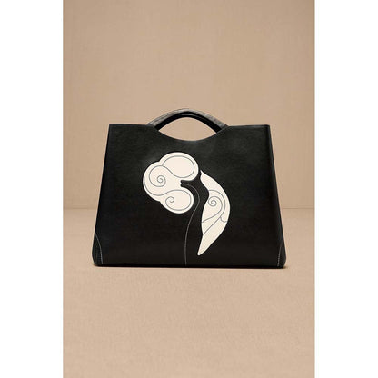 AMPM Black Dalbandin Tote Bag with Pouch and Detachable Straps (Set of 2)