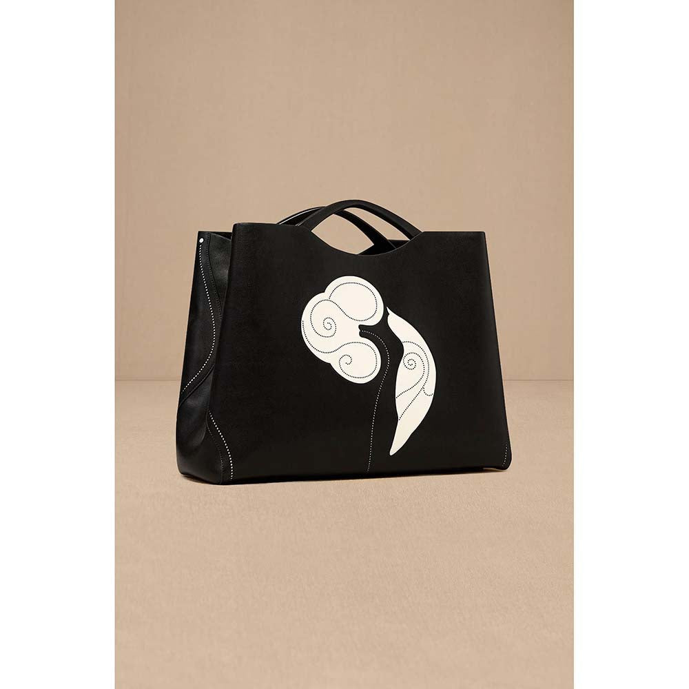 AMPM Black Dalbandin Tote Bag with Pouch and Detachable Straps (Set of 2)