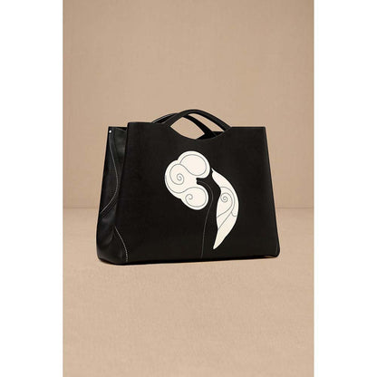 AMPM Black Dalbandin Tote Bag with Pouch and Detachable Straps (Set of 2)