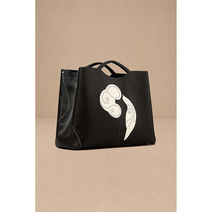 AMPM Black Dalbandin Tote Bag with Pouch and Detachable Straps (Set of 2)