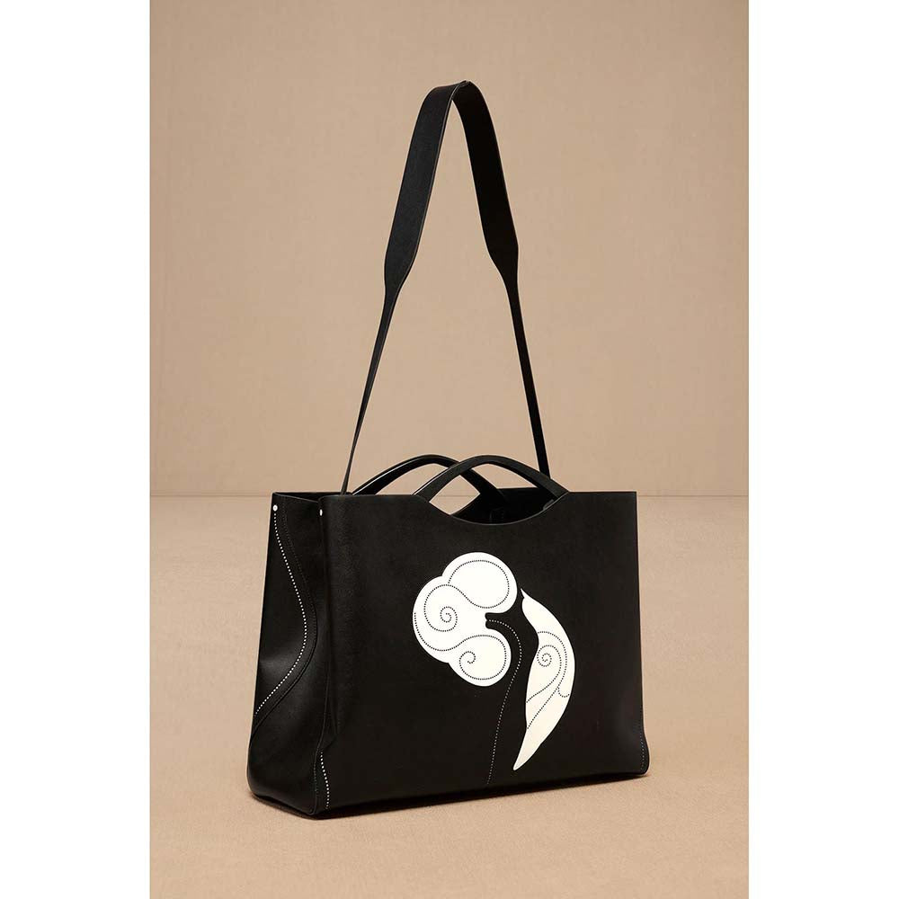 AMPM Black Dalbandin Tote Bag with Pouch and Detachable Straps (Set of 2)