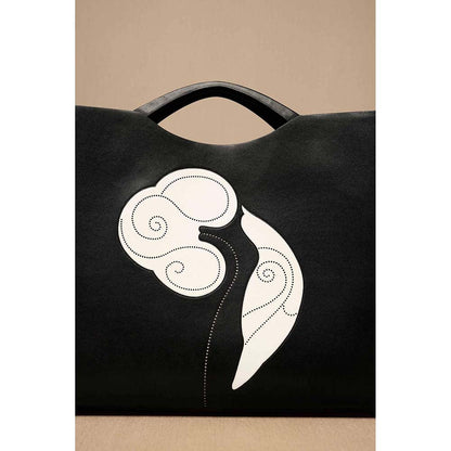 AMPM Black Dalbandin Tote Bag with Pouch and Detachable Straps (Set of 2)