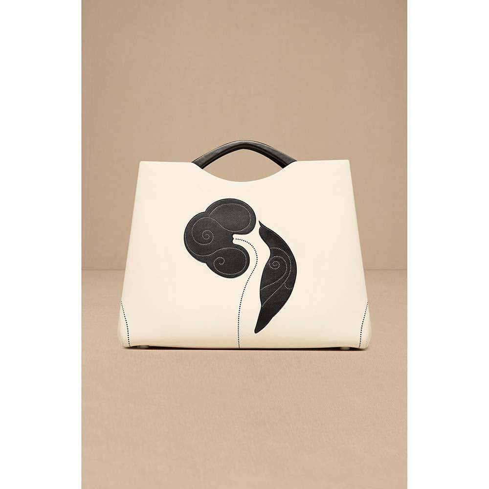 AMPM White Dalbandin Tote Bag with Pouch and Detachable Straps (Set of 2)