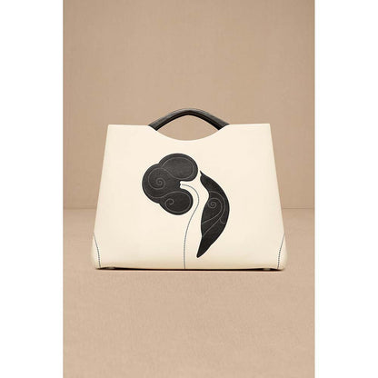 AMPM White Dalbandin Tote Bag with Pouch and Detachable Straps (Set of 2)