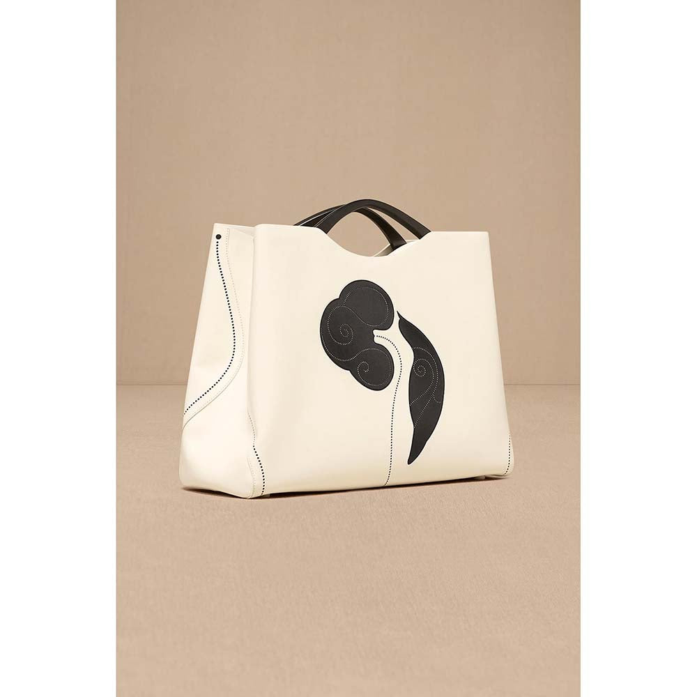 AMPM White Dalbandin Tote Bag with Pouch and Detachable Straps (Set of 2)