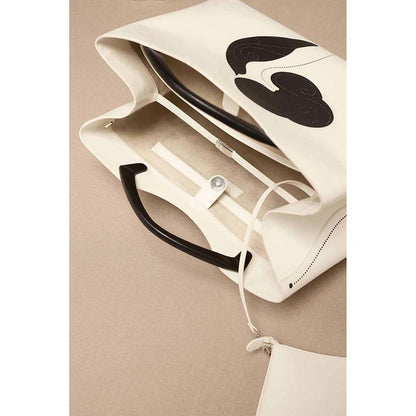 AMPM White Dalbandin Tote Bag with Pouch and Detachable Straps (Set of 2)