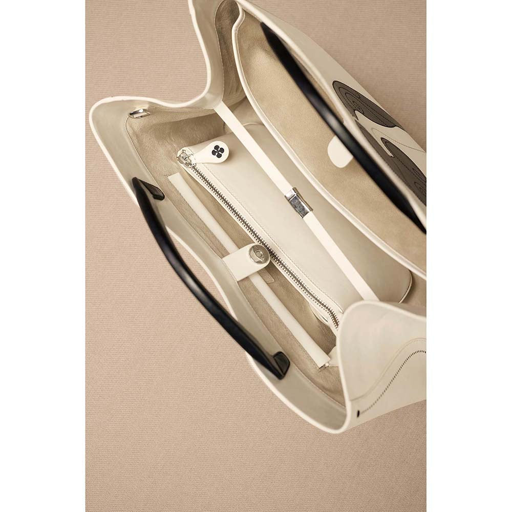 AMPM White Dalbandin Tote Bag with Pouch and Detachable Straps (Set of 2)