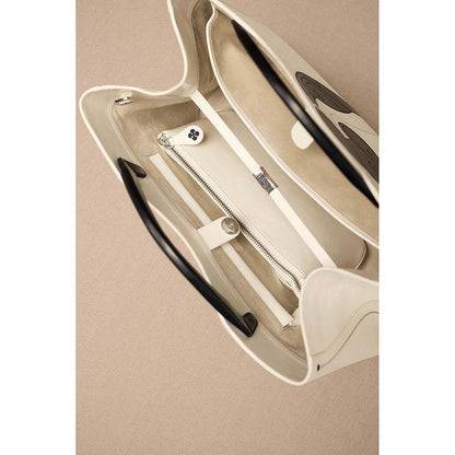 AMPM White Dalbandin Tote Bag with Pouch and Detachable Straps (Set of 2)