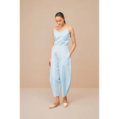 AMPM Blue Elea Self Design Collar Neck Co-Ord (Set of 4)