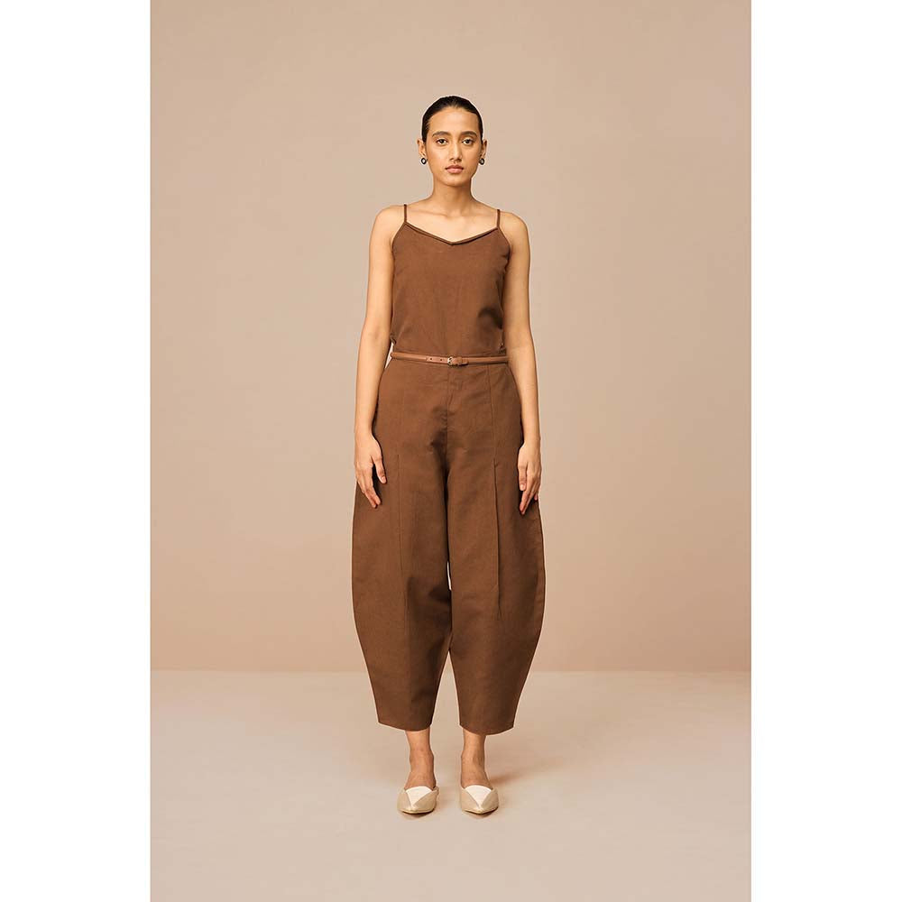 AMPM Brown Cleo Solid Jacket with Kurta Belt and Pant (Set of 4)