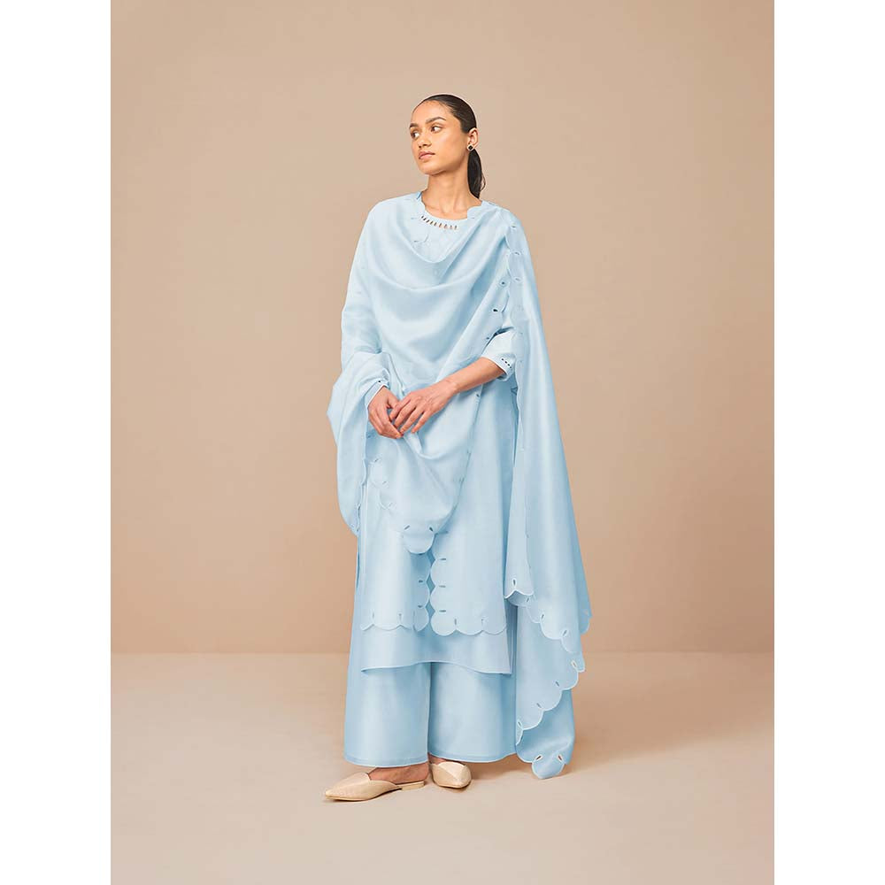 AMPM Svara Ice Blue Kurta with Palazzo and Dupatta (Set of 3)