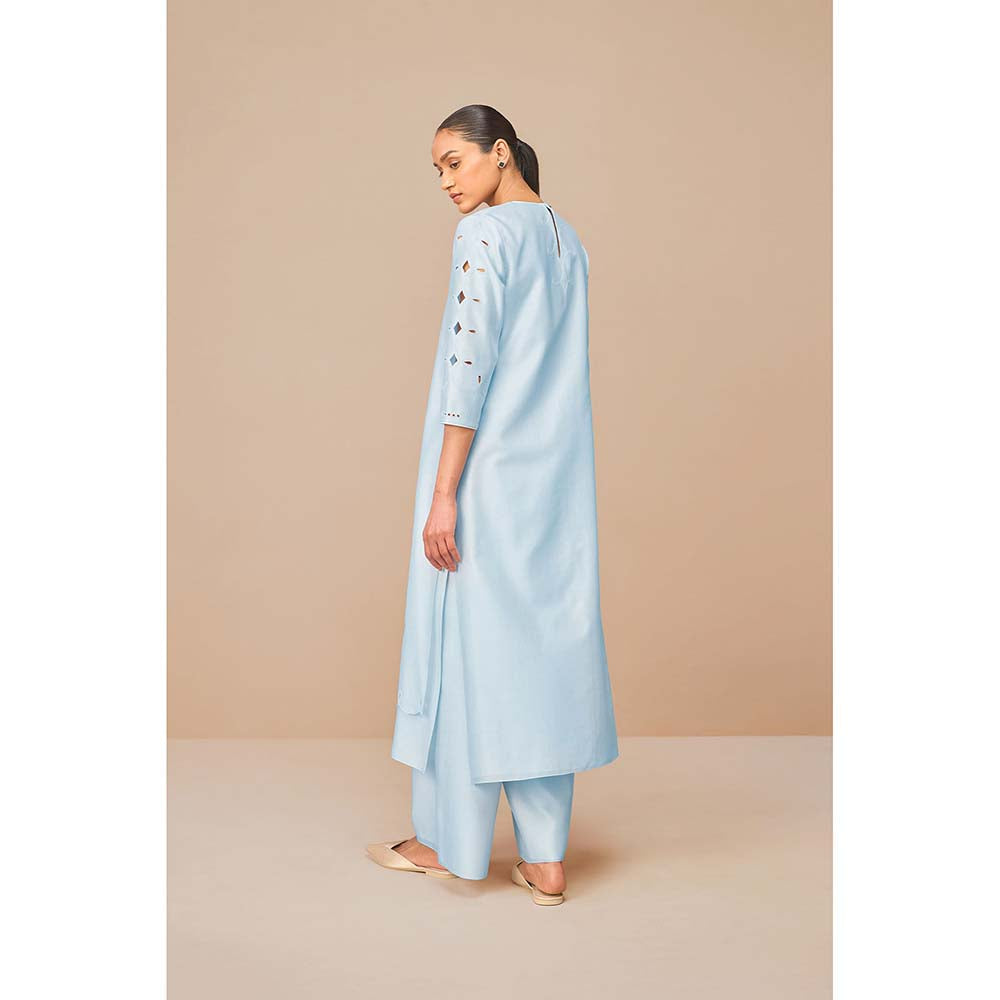 AMPM Svara Ice Blue Kurta with Palazzo and Dupatta (Set of 3)