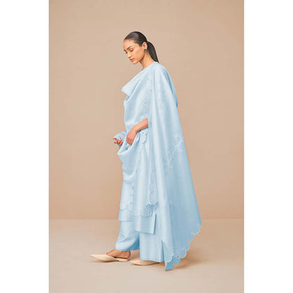 AMPM Svara Ice Blue Kurta with Palazzo and Dupatta (Set of 3)